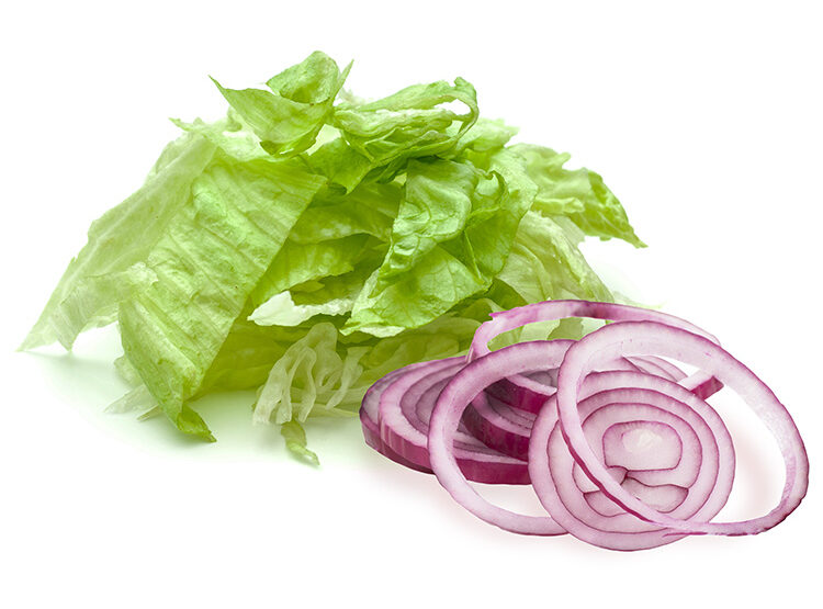 chopped lettuce and slice red onions